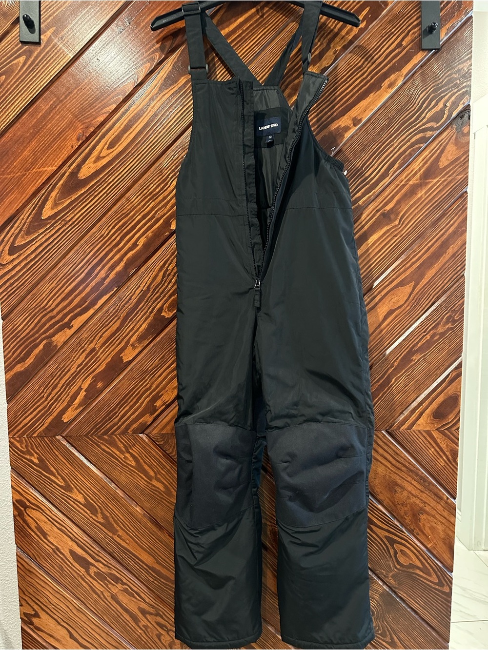 Lands End Insulated Water Resistant Black Kids Unisex Snow Bib Overalls
